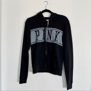 PINK Black Zip-Up Hoodie